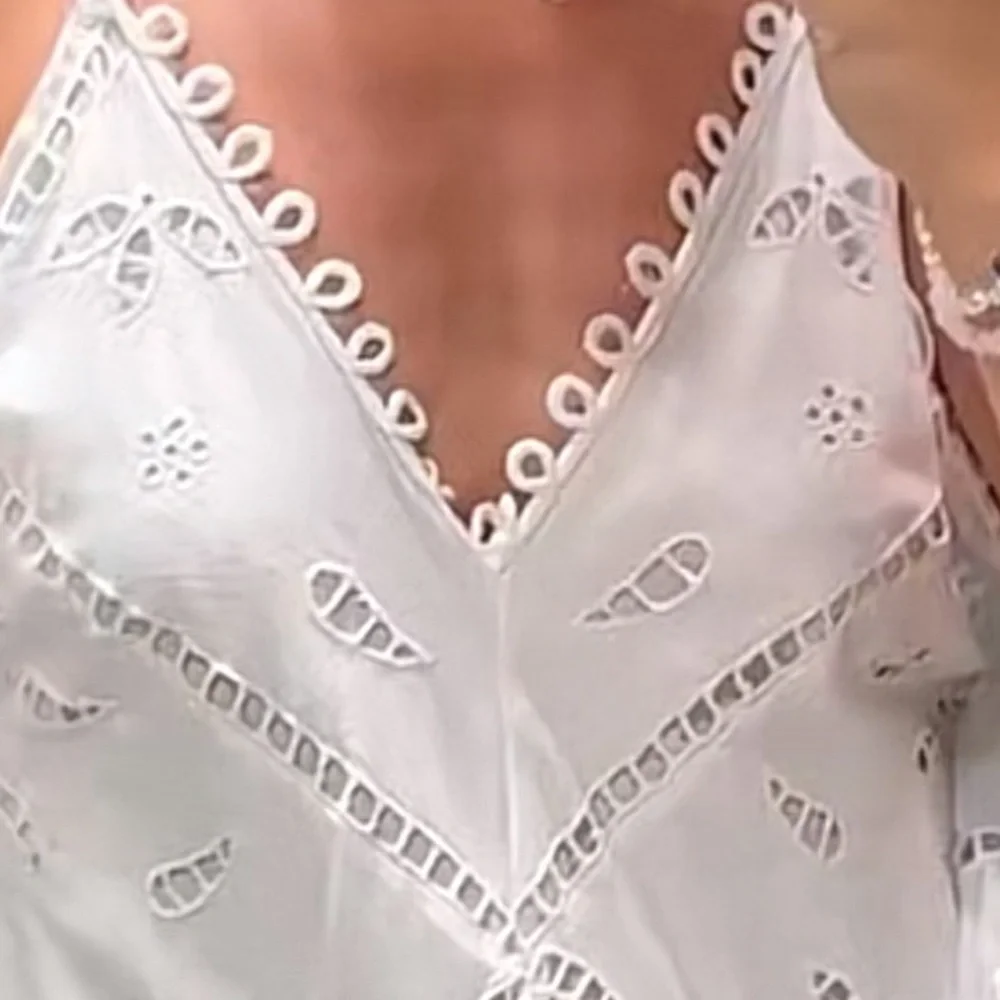 ZARA White Embroidered Lace Maxi Dress NWT Boho Cotton Slip Beach Resort ZW XS - Picture 7 of 14